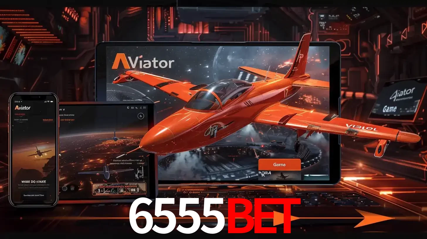Apresentação tecnológica do jogo Aviator com um avião saindo da tela de um tablet, demonstrando a experiência imersiva em múltiplos dispositivos no 6555BET.