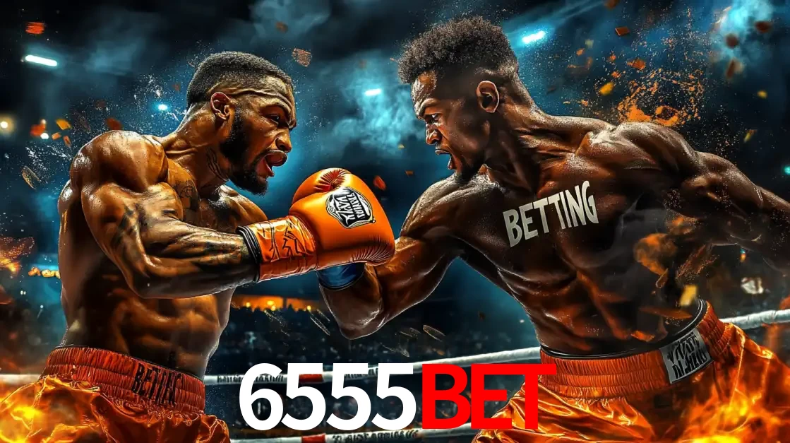 Dois boxeadores em uma luta intensa e explosiva, representando a adrenalina e as oportunidades de apostas em esportes de combate disponíveis na plataforma 6555BET.